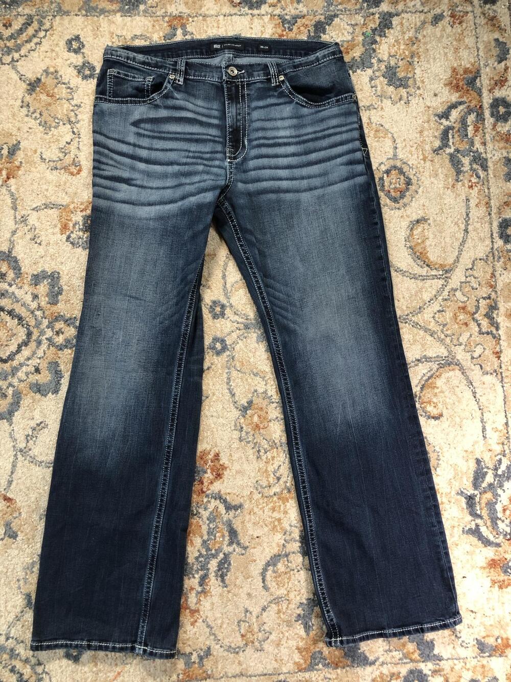 BKE Tyler Bootcut Jeans Mens 36x32 Blue Med Wash Relaxed Denim Pants Casual